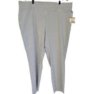 🆕️ Anne Klein Slim Ankle Pants Womens 3X Navy‎ White Pinstripe Stretch Slim Fit